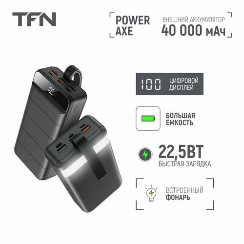 Внешний аккумулятор TFN PowerAxe 40 000 mAh Black TFN-PB-308-BK 3599₽