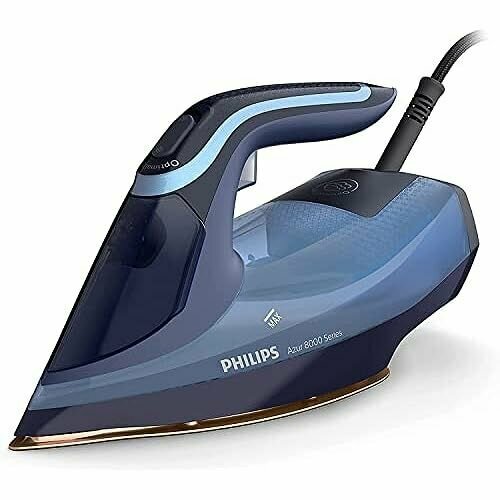 Паровой утюг Philips Azur серии 8000 непрерывная подача пара 45 гмин усилитель пара 210 г 2400 Вт технология OptimalTEMP SteamGlide Elite светло-синий DST802021 2828200₽