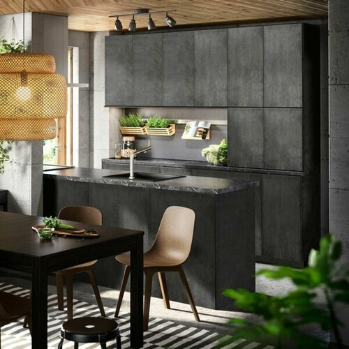 Фасад для кухни панель ящика IKEA KALHYTTAN кальхюттан, 80x20 см, темно-серый под бетон