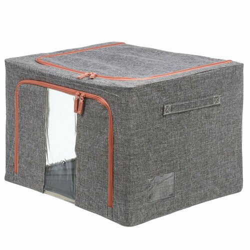 Кофр для хранения 1 секция с крышкой складной 50х40х33 см спанбонд с молнией с ручкой серый Y6-10758 1186₽