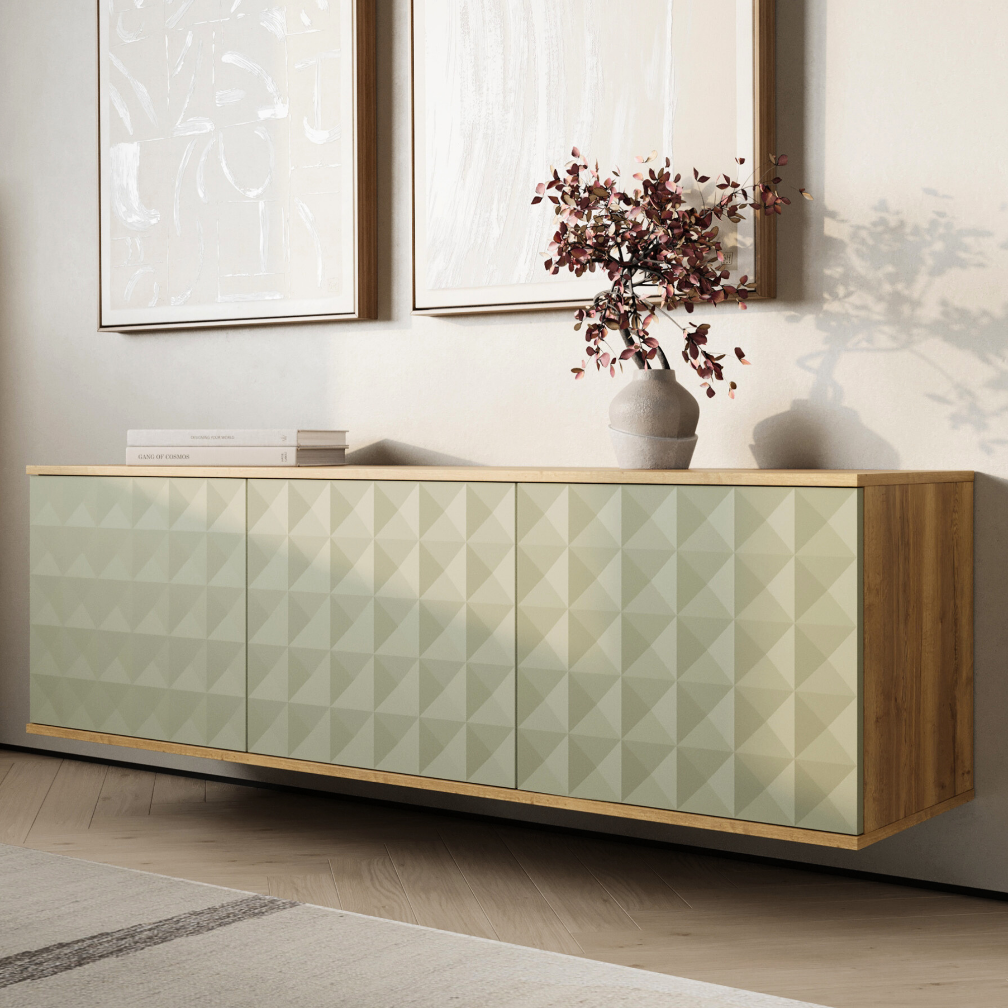 фото Подвесная тумба-консоль под телевизор "Бирмингем" Шоколад, коричневая