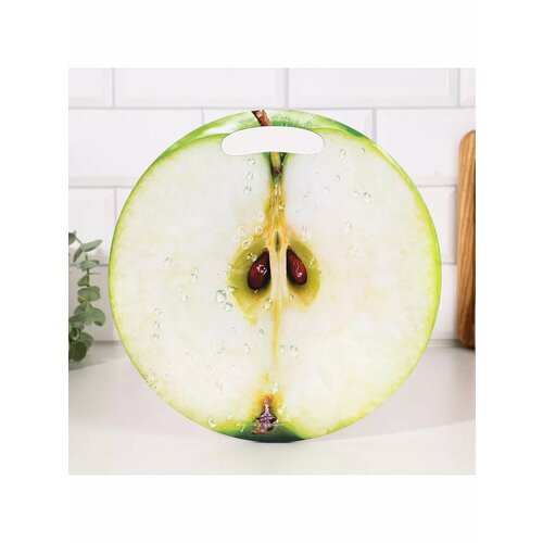 Доска разделочная и сервировочная кухонная "Яблоко" зеленый