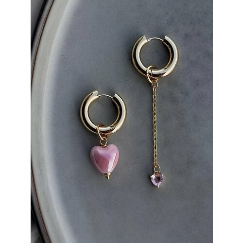 Серьги конго, керамика, желтый, розовый