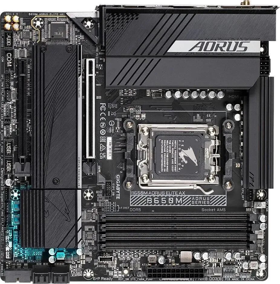Материнская плата GIGABYTE B650M AORUS ELITE AX, SocketAM5, AMD B650, mATX, Ret