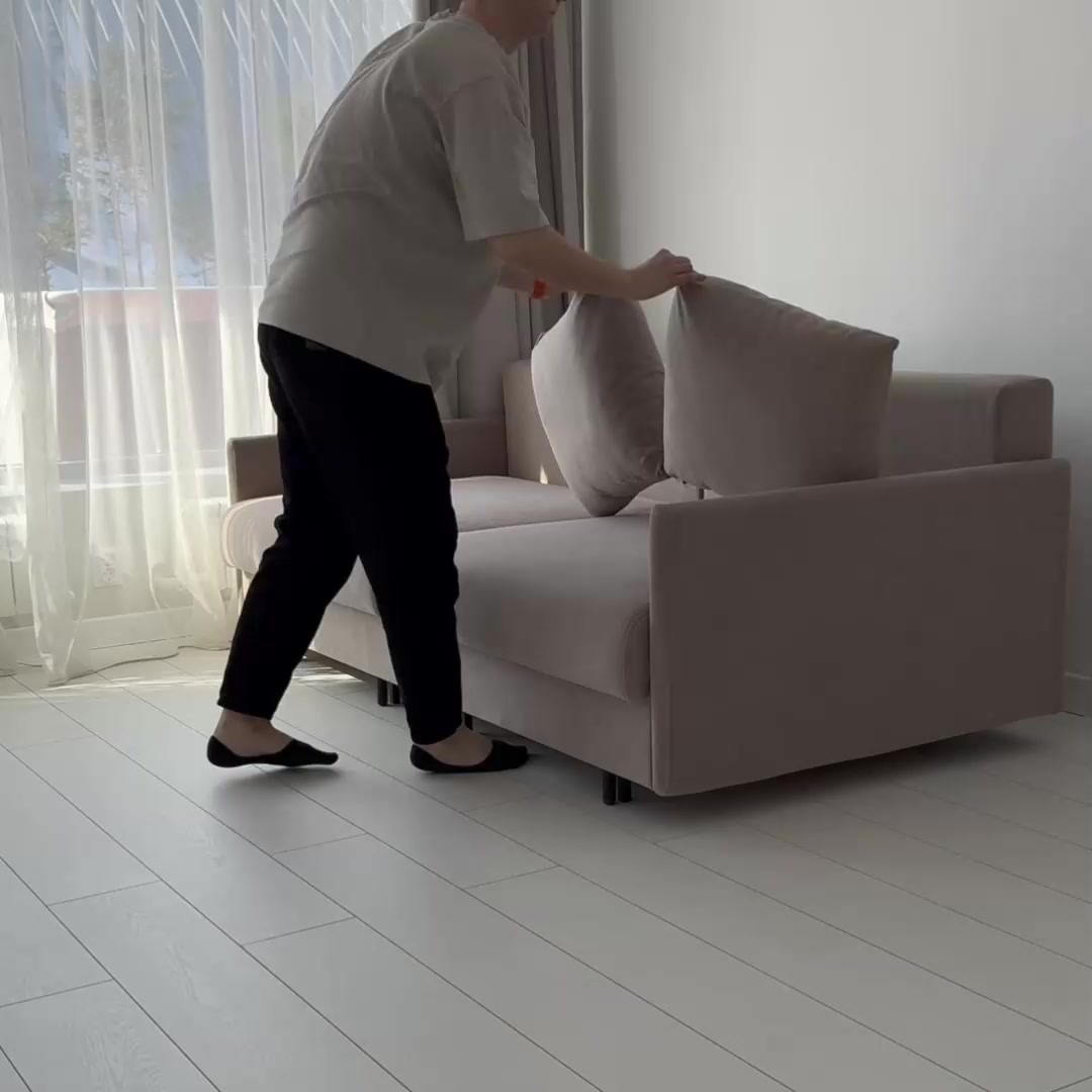 Диван-кровать Redsofa Модена 210см бежевый Teddi. Раскладной прямой диван со съемными чехлами Редсофа, для дома и офиса — фото 1