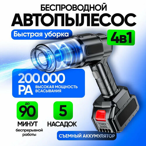 Пылесос для автомобиля беспроводной мощный с воздуходувкой Ручной портативный мини пылесос для салона машины и дома 170000₽