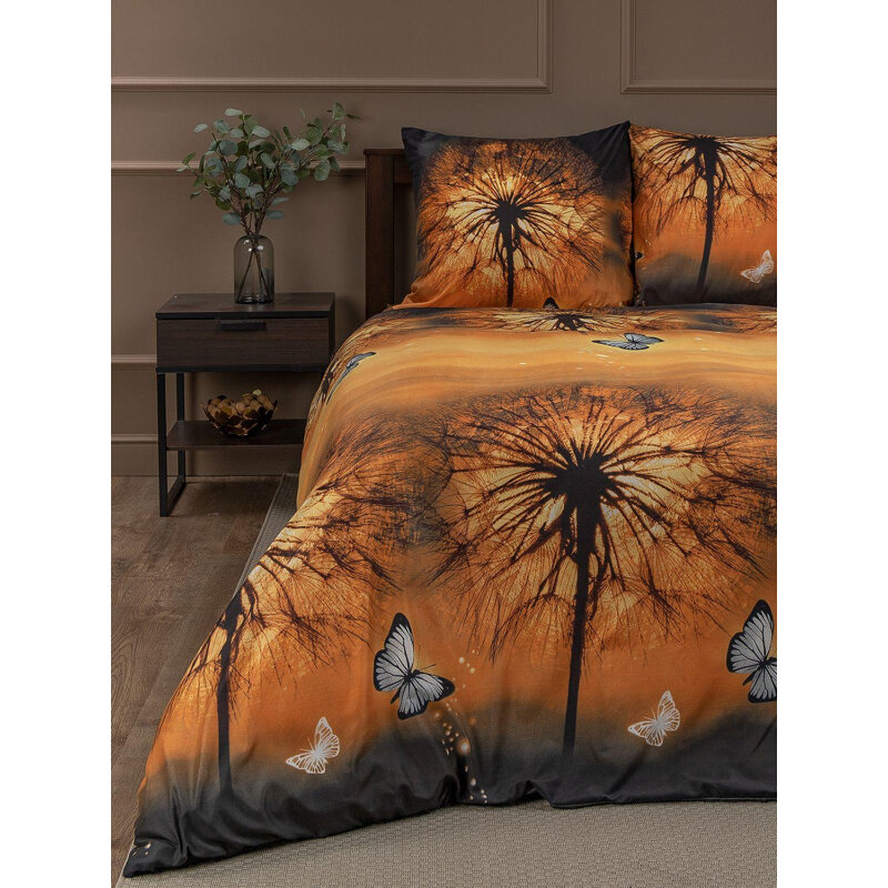 Постельное белье 2сп микрофибра Warm (нав. 70х70 2 шт) оранж/син/коричн