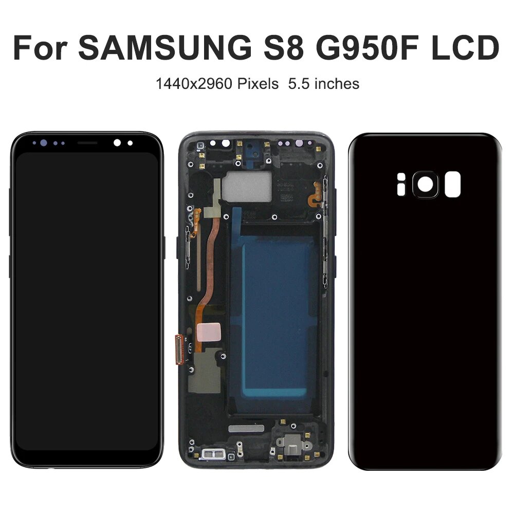 100% протестированный новый TFT S8 ЖК-дисплей для Samsung S8 Дисплей G950 G950F SM-G950FD для Samsung S8 Дигитайзер сенсорного экрана с рамкой, S8 Black Frame Cover