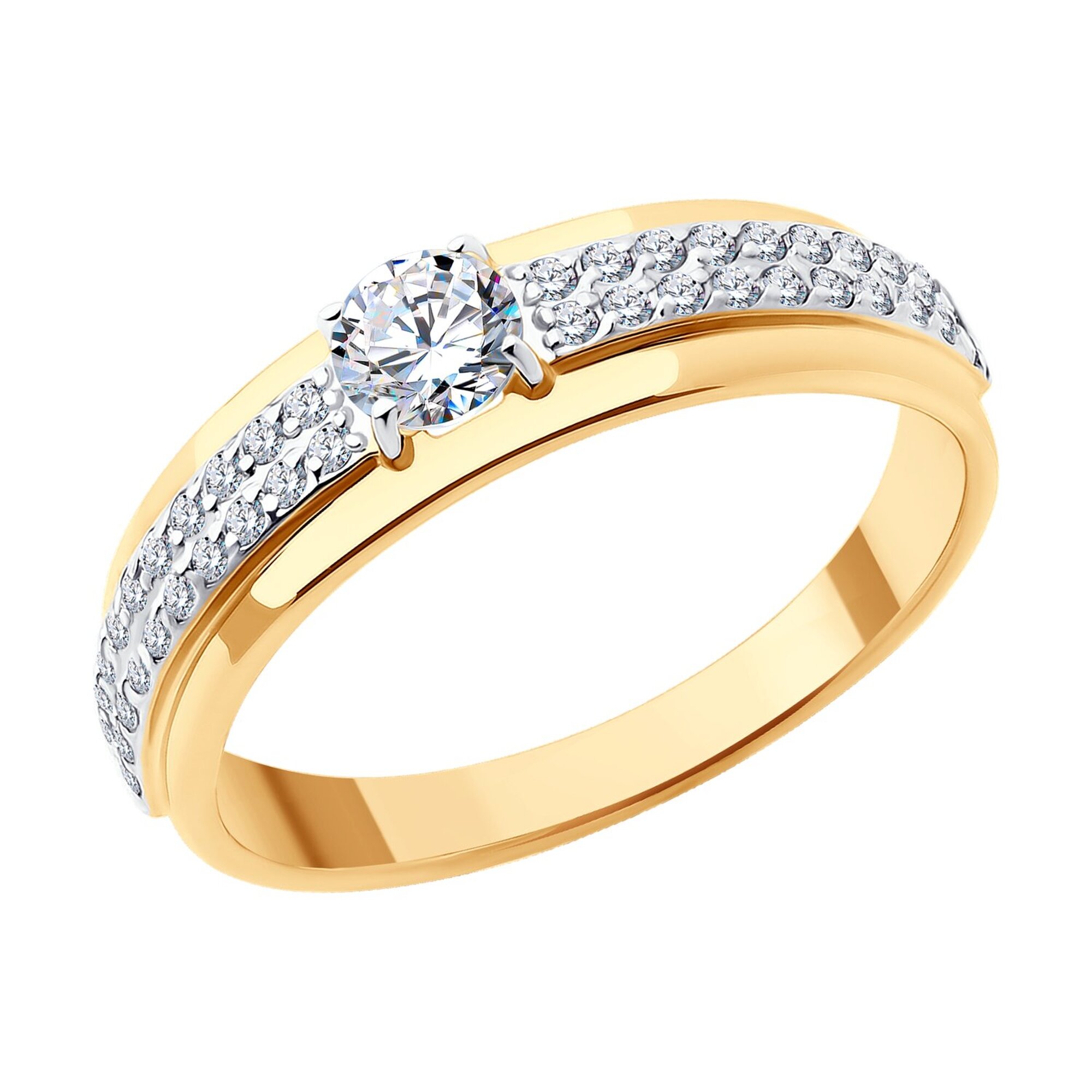 Кольцо Diamant online, красное золото, 585 проба, фианит