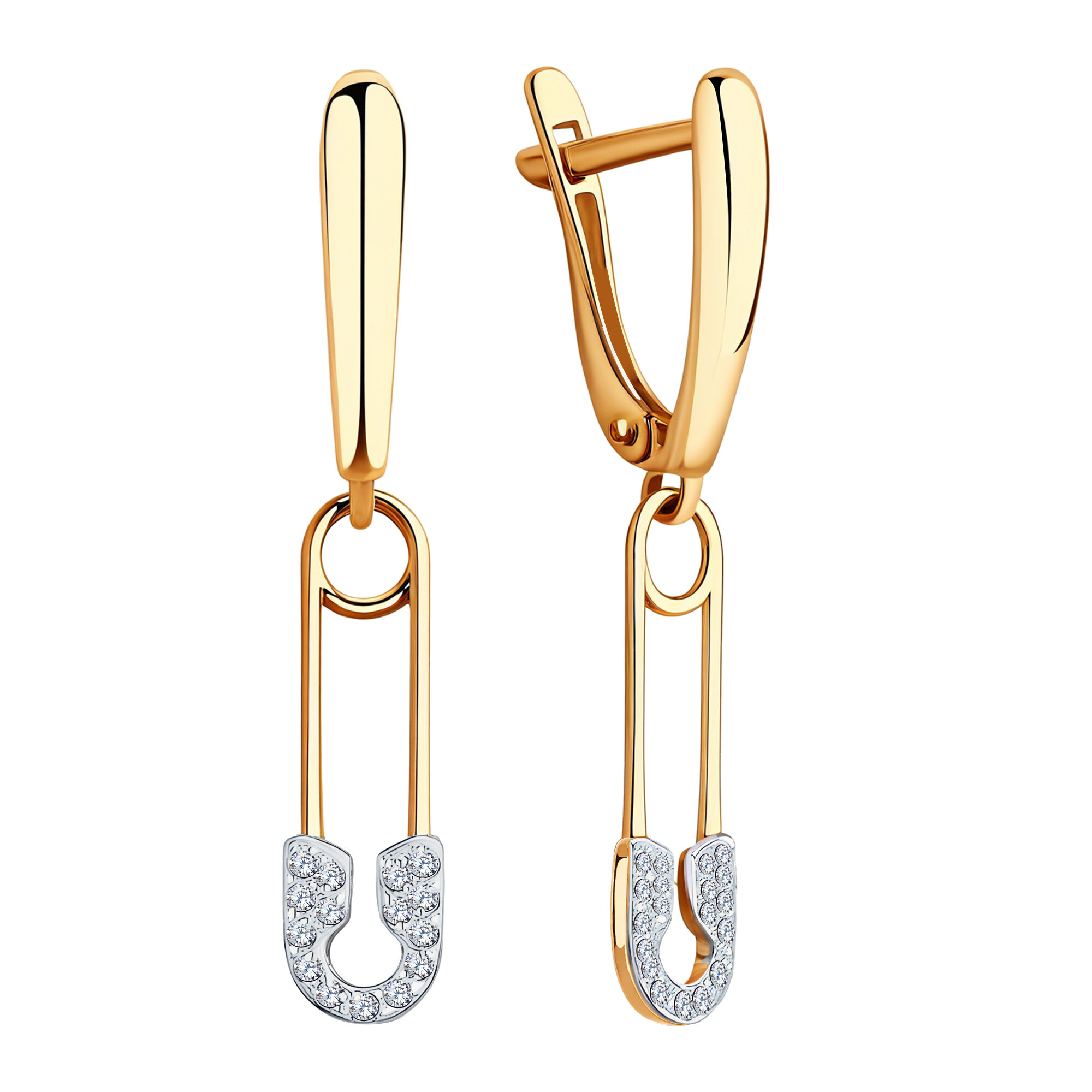Серьги Diamant online, красное золото, 585 проба, фианит