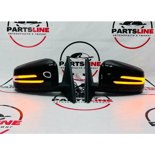 Комплект зеркал AMG с электроприводом обогревом подсветкой бегущим повторителем Приора, 2110-2112 Черная пантера