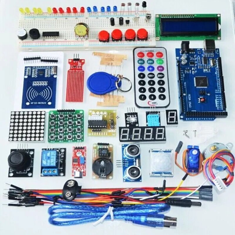 Mega 2560 r3 стартовый комплект сервопривод RFID ультразвуковое реле дальности LCD для arduino, Небесно-голубой — фото 1