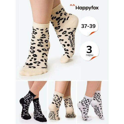 фото Носки happyfox весна-лето 2025, 3 пары, размер 23-25, мультиколор