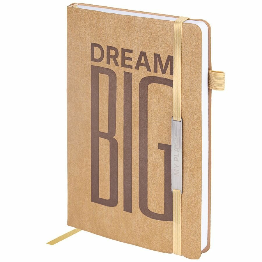 Ежедневник недатированный А5 138х213мм BRAUBERG "BeStyle", под кожу, резинка, держатель, 160л, песочный