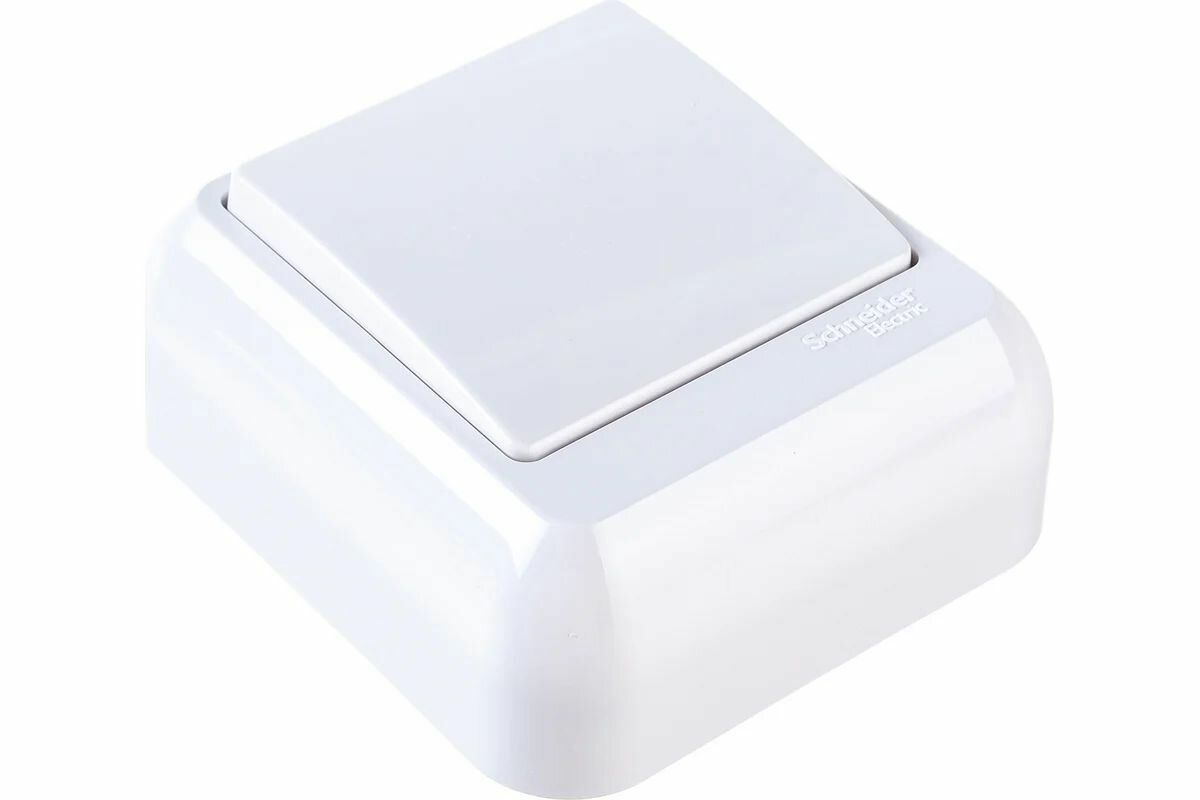 Выключатель одноклавишный 10А Schneider Electric прима VA1U-112-B (открытой установки, цвет белый)