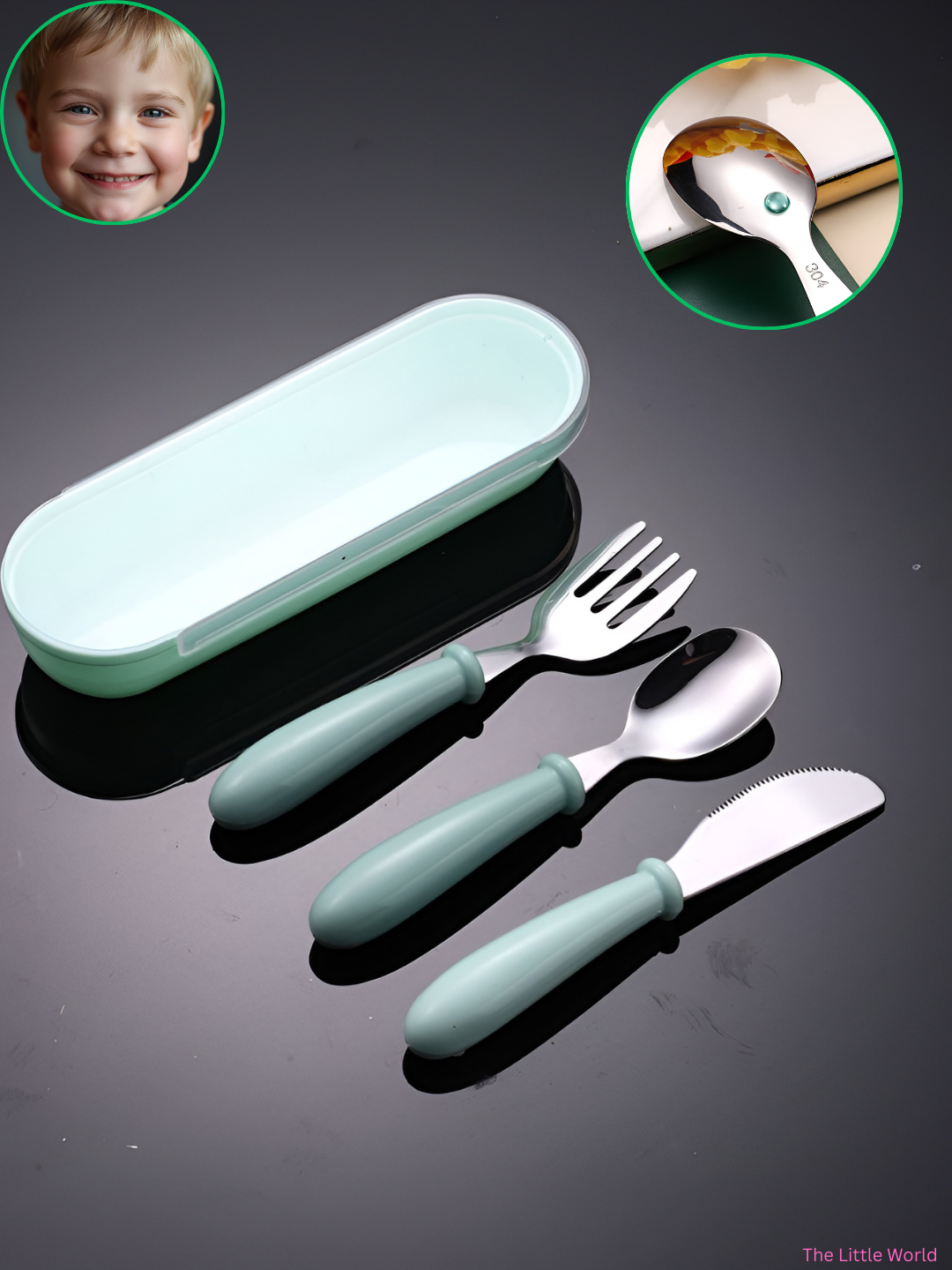Детский набор столовых приборов из нержавеющей стали, ложка, вилка, нож