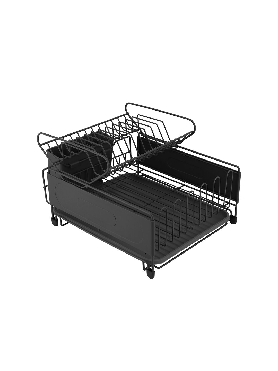 Двухуровневая сушилка HausRoland с поддоном и держателем приборов - Черный