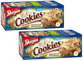 Печенье BERGEN "ORIGINAL COOKIES" с кусочками шоколада и лесным орехом, 135г, 2шт.