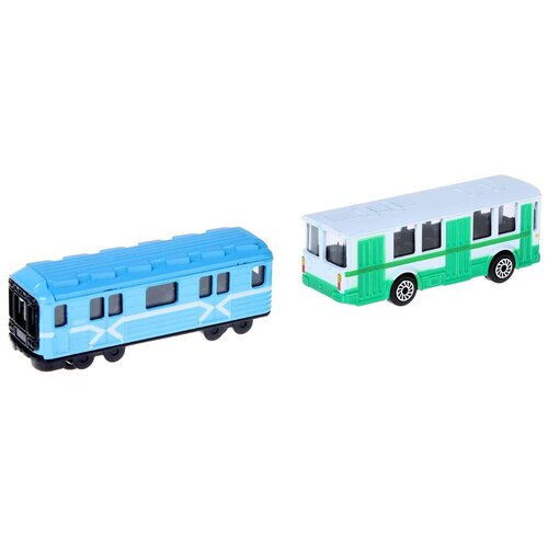 фото Набор машин технопарк городской транспорт (sb-15-06-blс), 7.5 см, голубой/зеленый