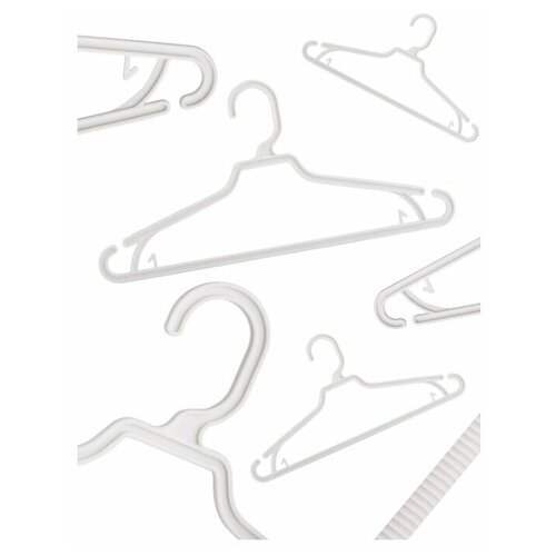 фото Вешалка-плечики для одежды plaston пластиковая, белая, набор 15 штук