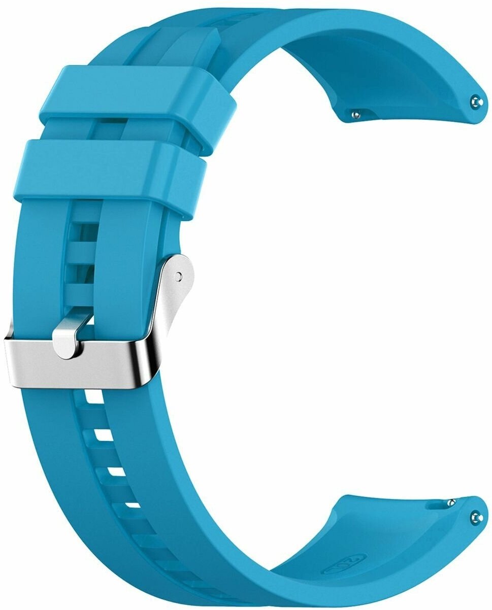 фото Ремешок для часов универсальный силиконовый рельефный, 20 mm, голубой