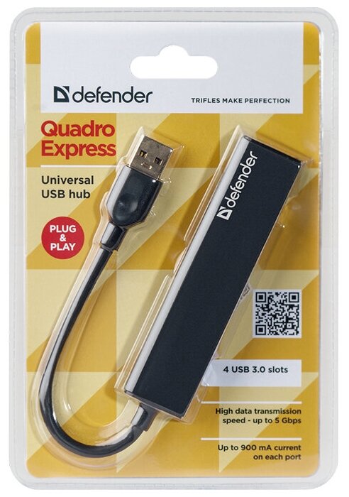 Универсальный USB разветвитель Defender Quadro Express USB3.0, 4 порта