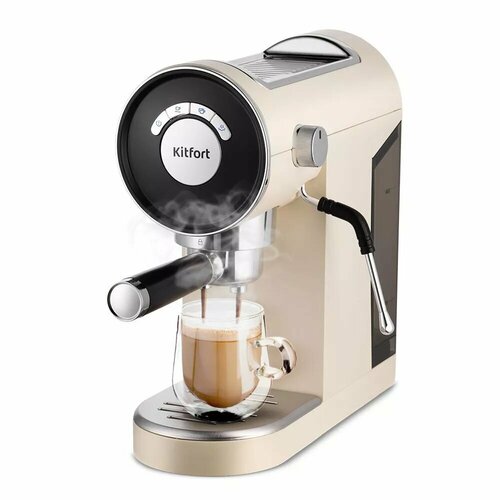 Кофеварка рожковая Kitfort КТ-783-1 тонкая трубка стимера бежевая 14420₽