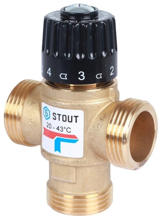 Термостатическийесительный клапан STOUT 3/4" НР (35°-60°C KVs 16 м³)