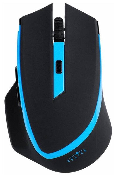 Мышь Oklick 630LW игровая оптическая беспроводная USB черный и голубой 923003