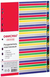 ОфисМаг Разделитель листов А4, 31 лист, цифровой 1-31, оглавление (225618), разноцветный