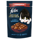 Влажный корм для кошек Felix Мясные ломтики Усики оближешь с говядиной (кусочки в соусе) - изображение