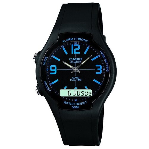 Наручные часы CASIO AW-90H-2B, черный, синий