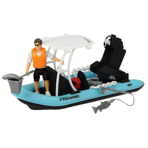 фото Лодка dickie toys playlife fishing boat (3833004) 1:24, 20 см, голубой