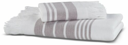 Полотенце махровое/ Полотенце из хлопка Hamam, Marine Towel, 100*180 см, белый/лаванда (white/lavender)
