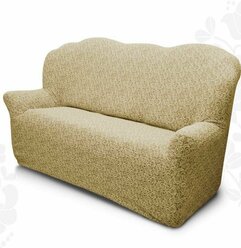 Чехол на диван трехместный без оборки Жаккардовый, на резинке, универсальный, с подлокотниками, накидка дивандек на диван
