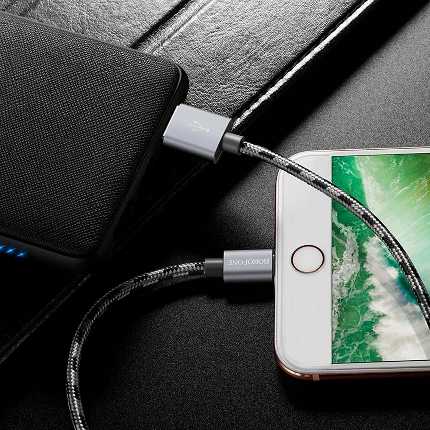 Дата-кабель Borofone BX24 Ring, USB - Lightning, 2.4A, серый (03385) - фото №20