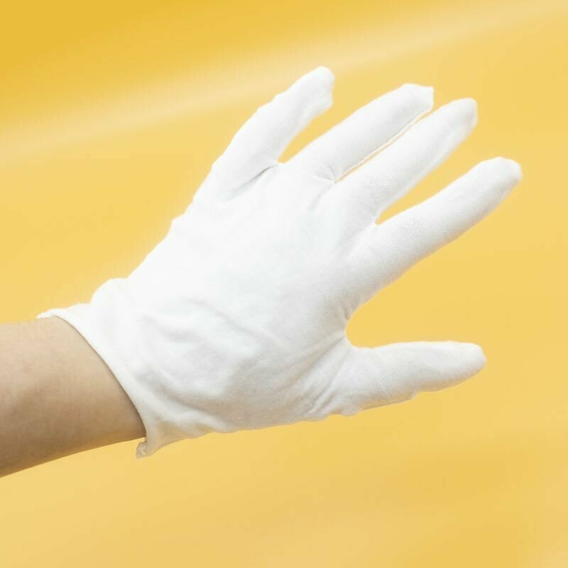 Перчатки косметические, тканевые для маникюра, хозяйственные, размер L, полиэстер, 5 пар, цвет белый - фотография № 2