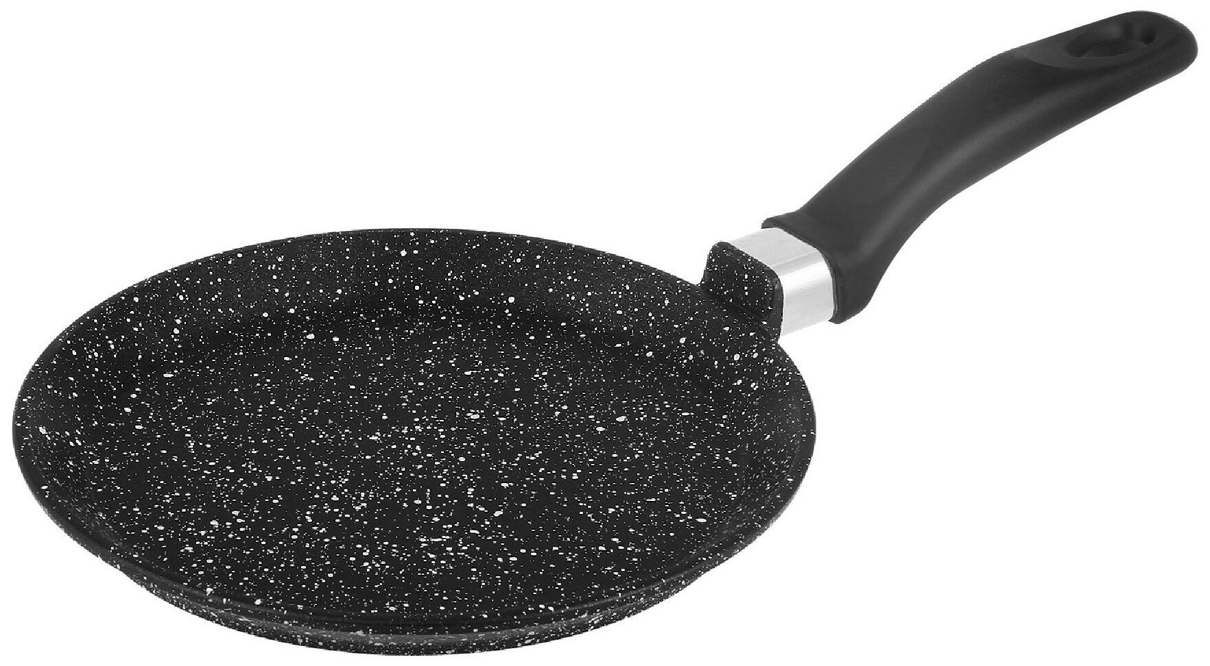 VICTORIА G0222 Сковорода блинная алюм.,"Гранит"22см. черного цвета с белыми крапинками ,с бакелитовой ручкой.