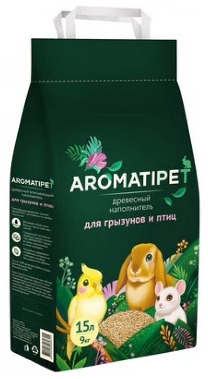 AromatiPet Древесный наполнитель для грызунов и птиц 15л 9 кг 38510 (2 шт) - фотография № 2