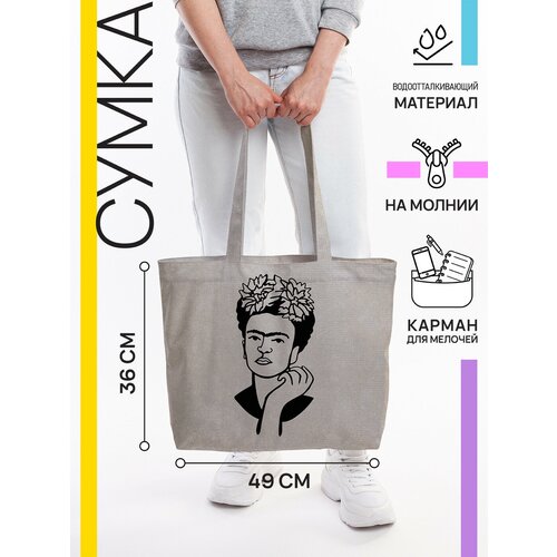 фото Сумка тоут joyarty повседневная, текстиль, внутренний карман, мультиколор