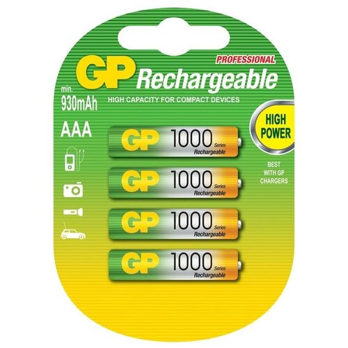 Аккумулятор GP AAA (HR03) 1000mAh 4BL, набор 4шт., 267802