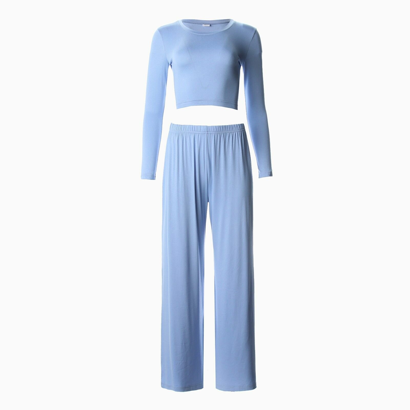 Комплект женский (лонгслив, брюки) MINAKU: Home collection цвет голубой, р-р 42 - фотография № 6