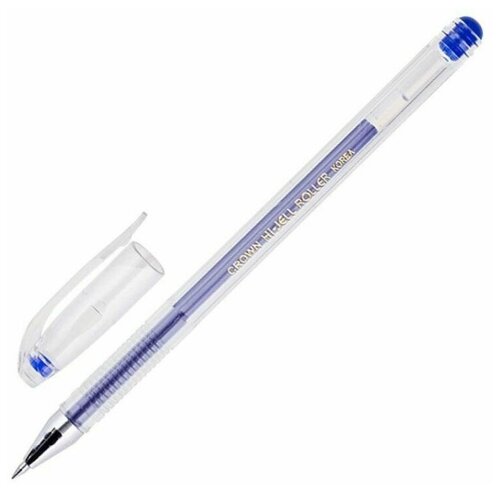 Ручка гелевая неавтоматическая CROWN Hi-Jell синяя 0,5 мм, 5шт