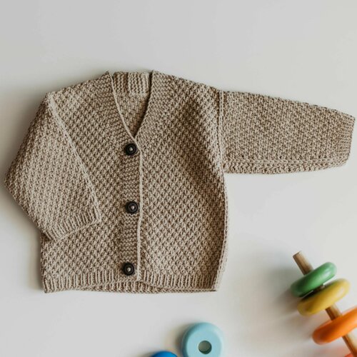 Кардиган NADIN knitted stories детский, вязаный, размер 9-12 месяцев, бежевый