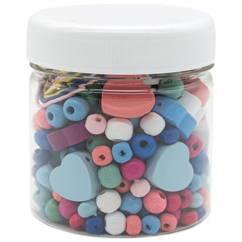 фото Набор деревянных сине-розовых бусин 'сердце', 350шт (55гр), астра astra & craft