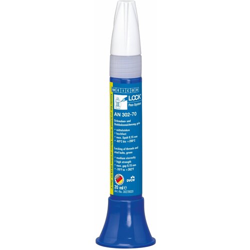Высокотемпературный фиксатор резьбовых соединений сильной фиксации неразъемный WEICON AN 302-70 20 шт зеленый 20 мл 1871₽