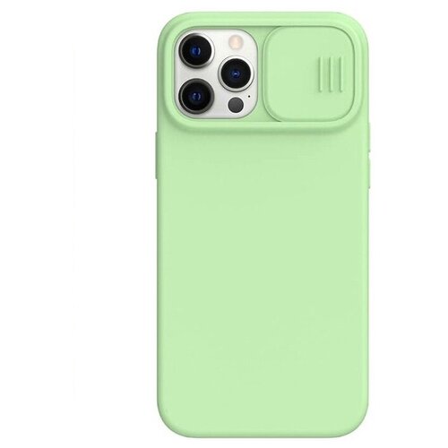 фото Чехол nillkin camshield silky magnetic silicone для iphone 12/12 pro, цвет зеленый