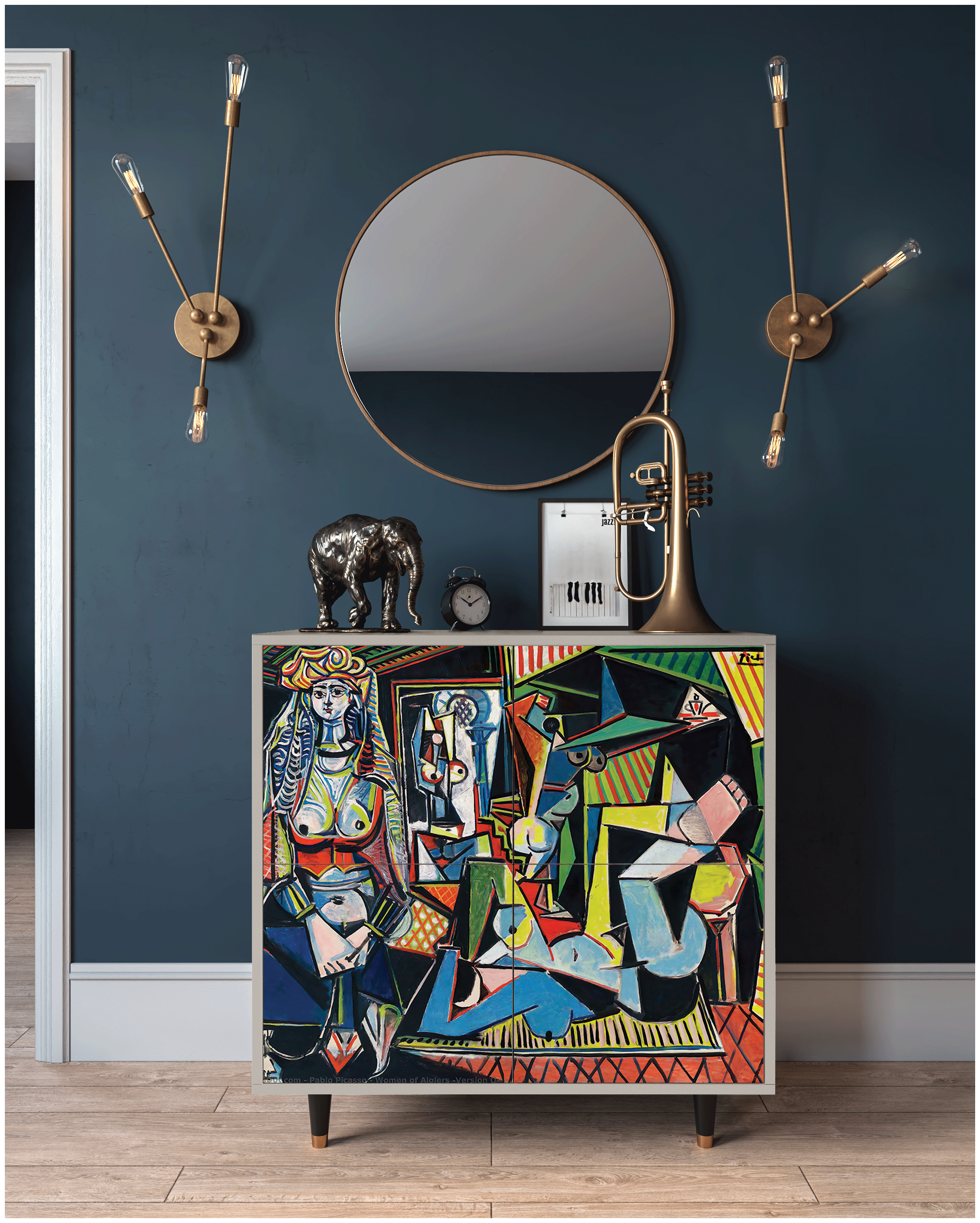 Комод - STORYZ - BS3 Women of Algiers by Pablo Picasso, 94 x 96 x 48 см, Сатин