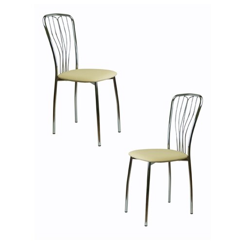 Комплект стульев (2 шт.), DecoLine, Альфа-3, металллокаркас, кожзам бежевый, экотекс 3014