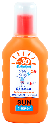 Sun Energy Kids детская гипоаллергенная эмульсия для загара SPF 30